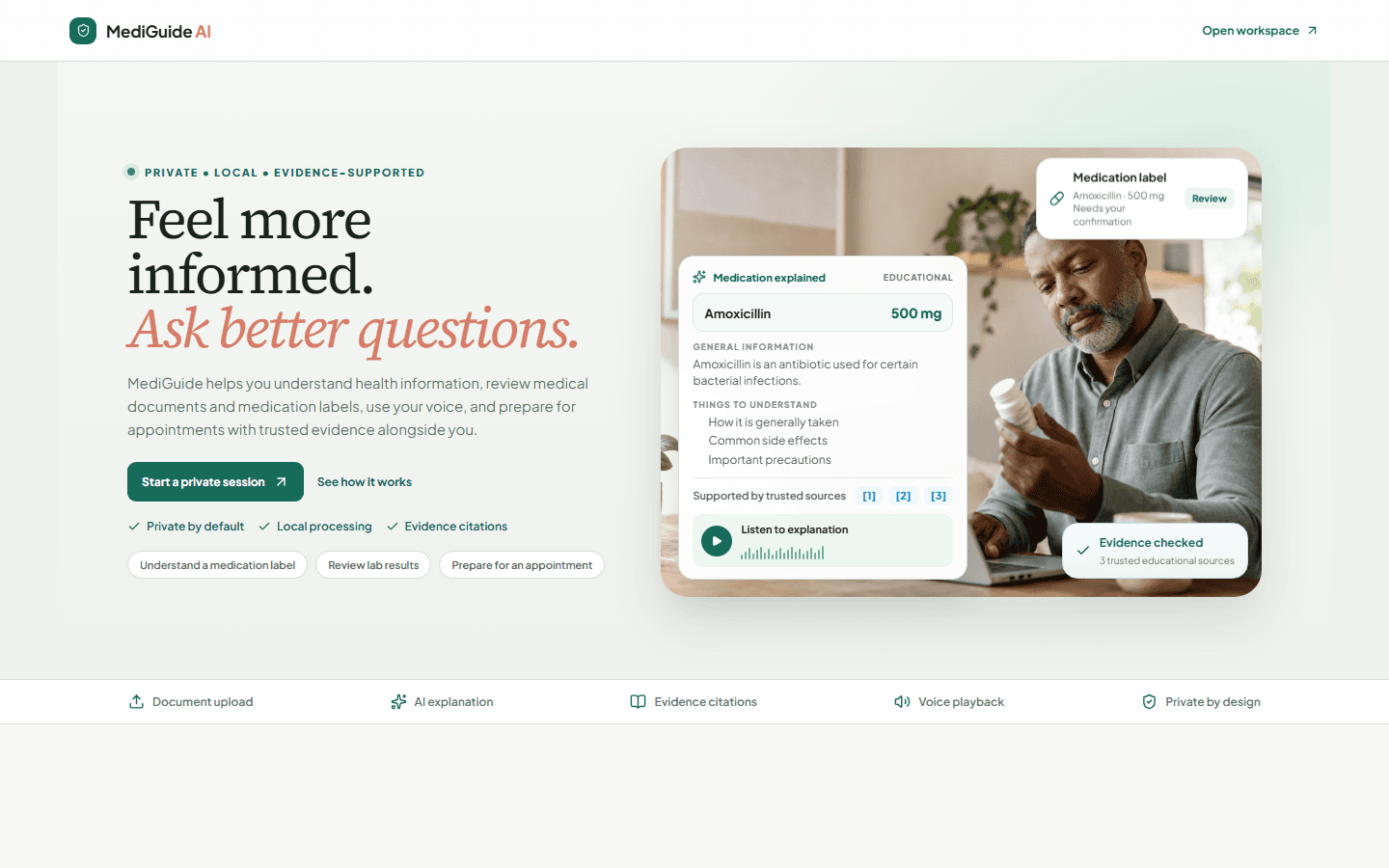 MediGuide AI healthcare document and lab assistant interface